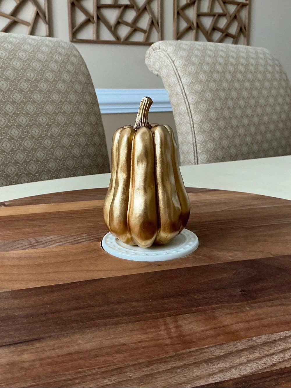 Large Tall Gold Autumn Gourd Platter Decoration 🍂